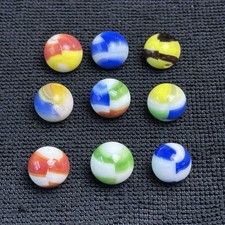 Marble King Rainbow Lot of 9 Vintage Marbles .60  -.63  Bumblebee Blends Etc