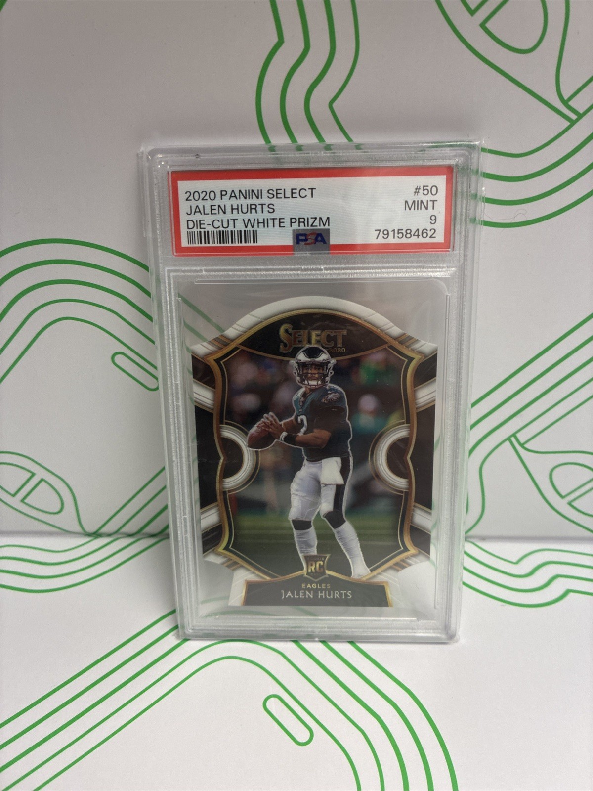 2020 PANINI SELECT DIE-CUT WHITE PRIZM ROOKIE #50 JALEN HURTS  PSA 9 Eagles RC
