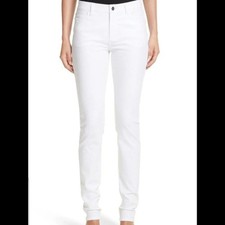 Lafayette 148 New York White High Waisted Skinny Slim Fit Designer Jeans