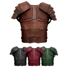 Medieval Knight PU Leather Viking Armor Guard Vest Cosplay Costume Protect Chest