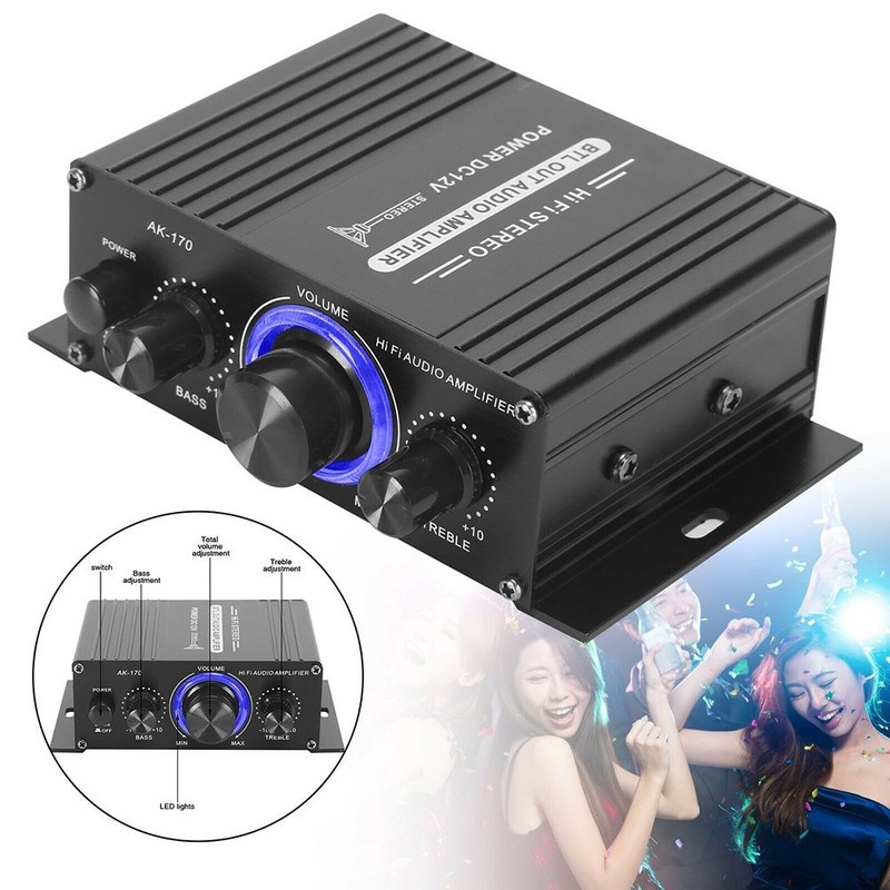 40W Power Digital Amplifier HIFI Mini Stereo Audio AMP FM Mic For Car Home NEW