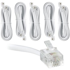 5-Pack 15 ft Telephone Extension Cord RJ11 6P4C Connectors White