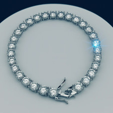 Certified Moissanite Tennis Bracelet 925 Silver D Color VVS1 Iced Out With Paper