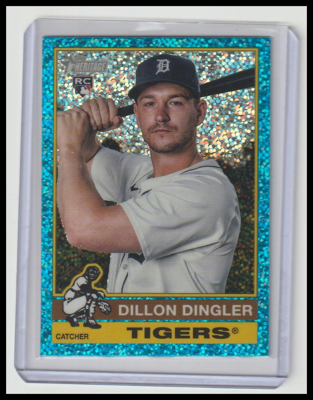 2025 Topps Heritage #130 Dillon Dingler Chrome Light Blue Sparkle Refractor