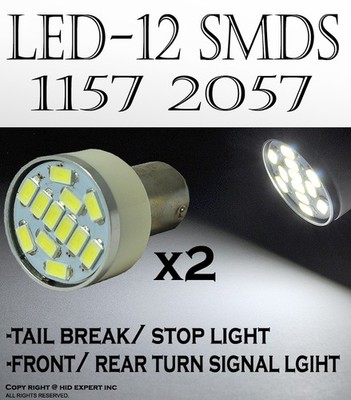 x2 prs 1157 2357 2396 12 SMDs LED White Front Turn Signal Light Bulbs Lamp G71