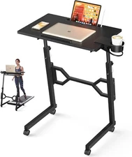 New Portable Treadmill Desk Adjustable Height Wheeled Home Office
