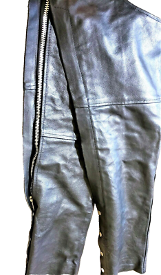 AK Adnan Leather Chaps Motorcycle Unisex Small Adj. Waist Zipper