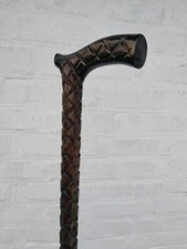 Antique Wooden Derby Designer Head Handle Hiking Steampunk Walking Stick Cane