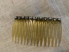 Vintage faux pearl and crystal hair comb 3 inch