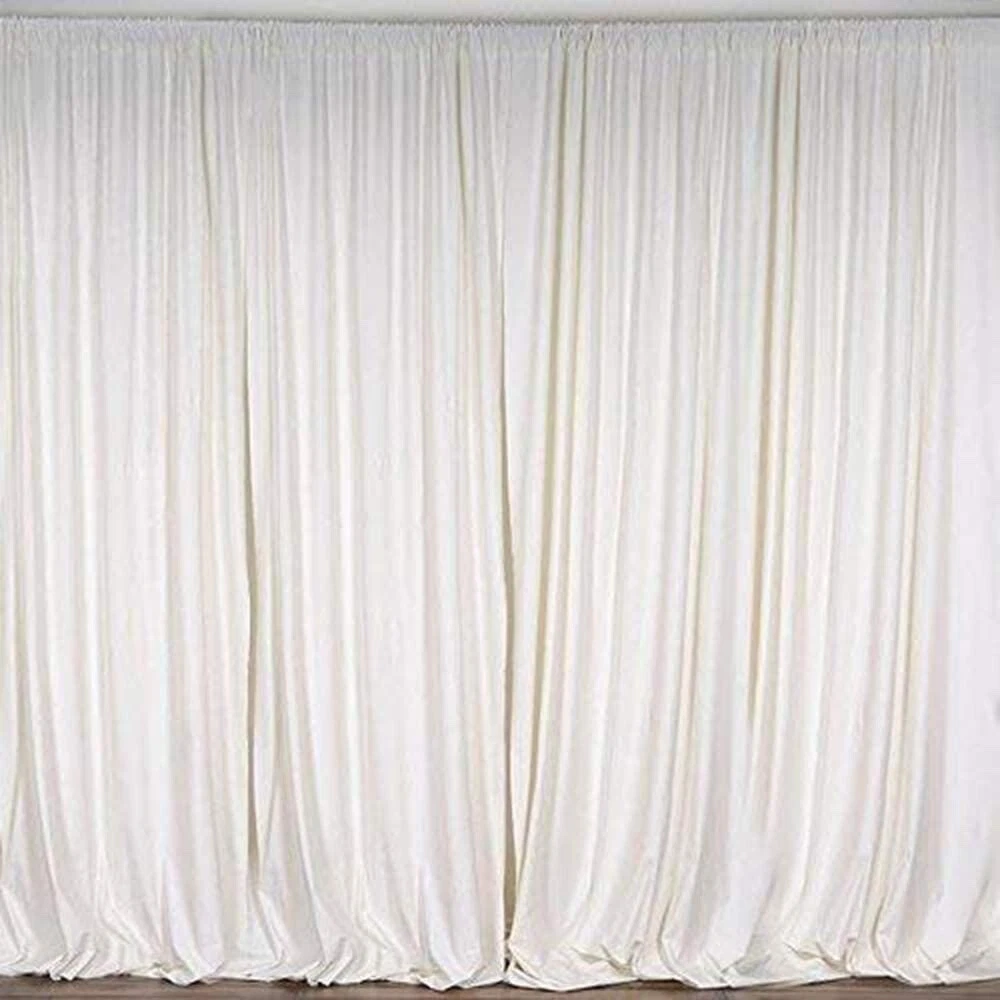 2 pcs 10 feet x 10 feet Polyester Backdrop Drape Curtains Panels - IVORY