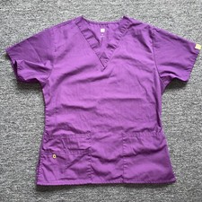 Preowned Wonderwink Women Nurse Scrubs Purple Set Top Small, Bottom Small Petite