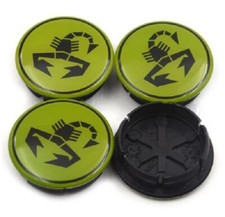 4 X 50 Mm 4726183ab Abarth Green Black Alloy Wheel Center Caps Rim Cap