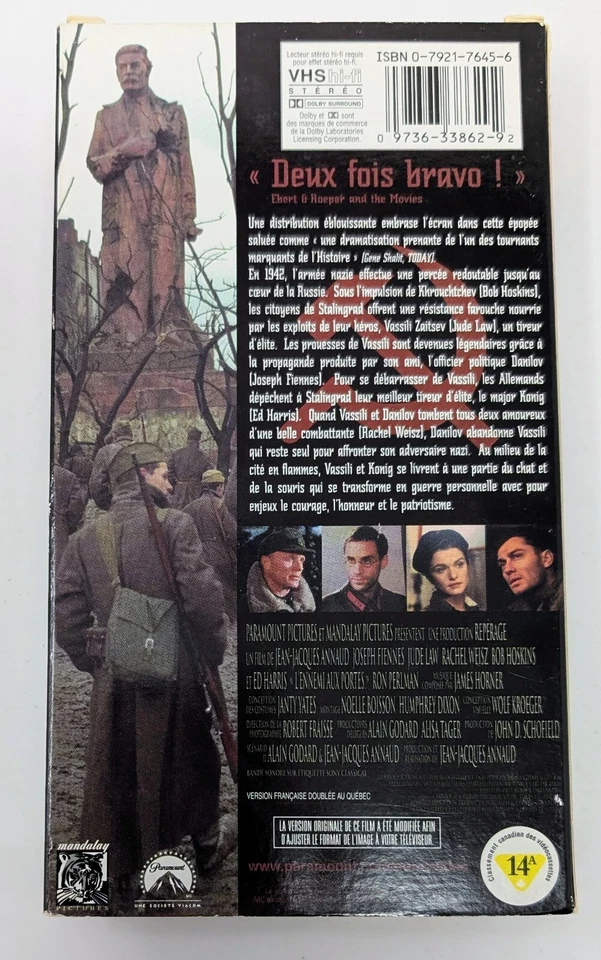 L'Ennemi aux portes VHS (2001) - NTSC - French - VG (Tested) - Image 2 of 4