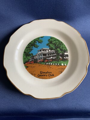 Simplex Country Club Gardner Mass. Plate Simplex Time Recorder Company 7  Gold