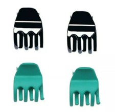 4x kleine Haarkrebse Haarklammern t&uuml;rkis schwarz - metallic 2,5 cm x 3 cm SOLIDA