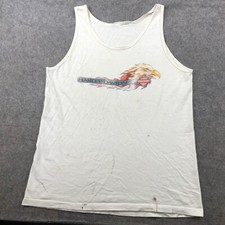 VTG Harley Davidson Shirt Men Large White Tank Sleeveless Distressed Eagle 