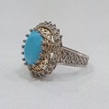 925 sterling silver Blue stone ring Size 6.5 us