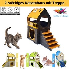 XL Katzenhaus 4x Designs Katzenhütte Katzenbett Katzenhöhle Holzhütte Katerbett