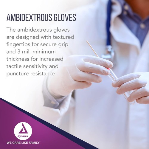 Dynarex Safe-Touch Disposable Latex Exam Gloves, Powder-Free: Case of 1000 - Picture 3 of 10