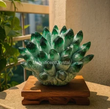 500G Rare Large Raw Green Ghost Crystal Cluster Natural Rough Reiki Quartz Decor