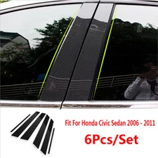 Window Pillar Posts Carbon Fiber Cover Door Trims for Honda Civic Sedan 2006-11