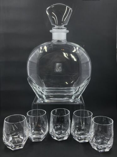 Puccini Light & Music Luigi Bormioli Decanter & 5 Liqueur Shot Glasses 6 Pc Set