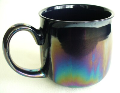 BELLE MAISON~Deep~PURPLE~Plum~POTBELLY MUG~Iridescent~GLOSSY~Luster Colors~4''x4''