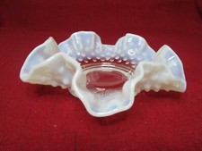 FENTON FRENCH OPALESCENT HOBNAIL DOUBLE CRIMPED BONBON DISH 5 5/8" DIAMETER