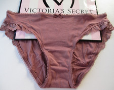 VICTORIA'S SECRET Cotton Bikini Panty VS Lace Trim S M L XL Vintage Rose Pink