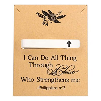  Cross Tie Clips I Can Do All Thing Through Christ Who Strengthens me blue card