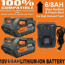 18 Volt Battery/Charger For Ridgid 18V R840087 Hyper Lithium Ion R840085 Tools