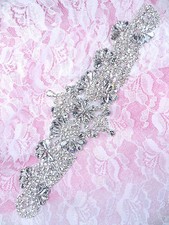 XR343 Silver Setting Crystal Rhinestone Applique Sewing Patch Motif 9"