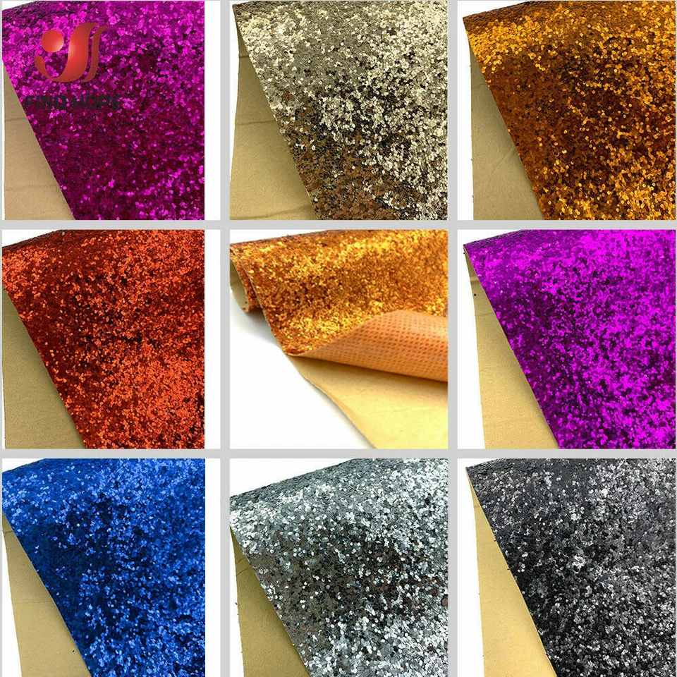 8 Sheets 20x15cm Bundle Self Adhesive Chunky Glitter Fabric Vinyl for Home Decor - Image 2 of 4