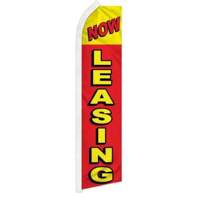 Now Leasing (RD/YW) Swooper Flutter Feather Advertising For Lease Banner Flag