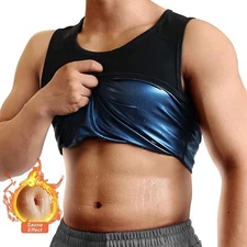 Men's Sauna Sweat Vest Body Shaper Weight Lose Compression Tank Workout Shirt