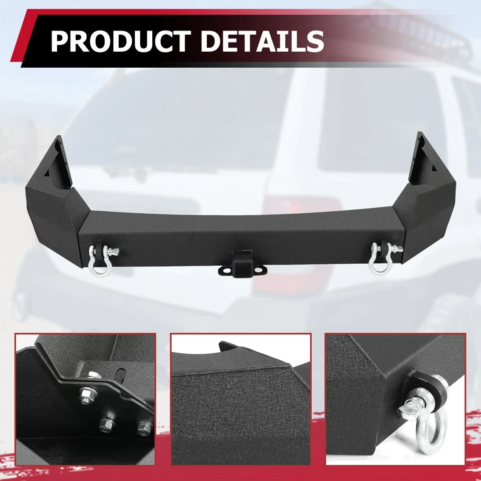 For 1999-2004 Jeep Grand Cherokee WJ Rear Bumper W/Hitch Receiver D-rings - Image 2 of 4