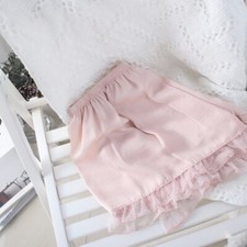 Women Lace Underwear Shorts Knickers Petticoat Ruffle Mesh Underpants Loose Pink