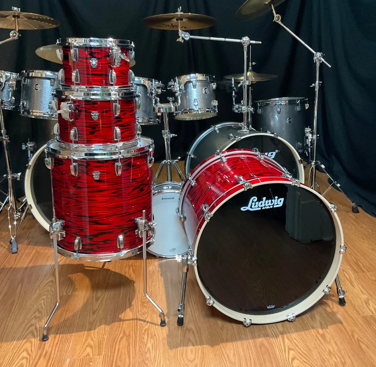 Ludwig KeyStone X 4 Piece Oak Shell Pack in Red Swirl L78205AX61
