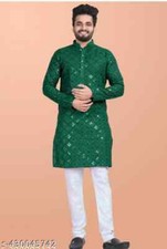 Indian Traditional Men Fastival Mirror Work Kurta Wedding Kurta