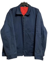 BIG BEN by Wrangler Men's Navy Blue Work Jacket Red Lining Button Cuffs Quilted
