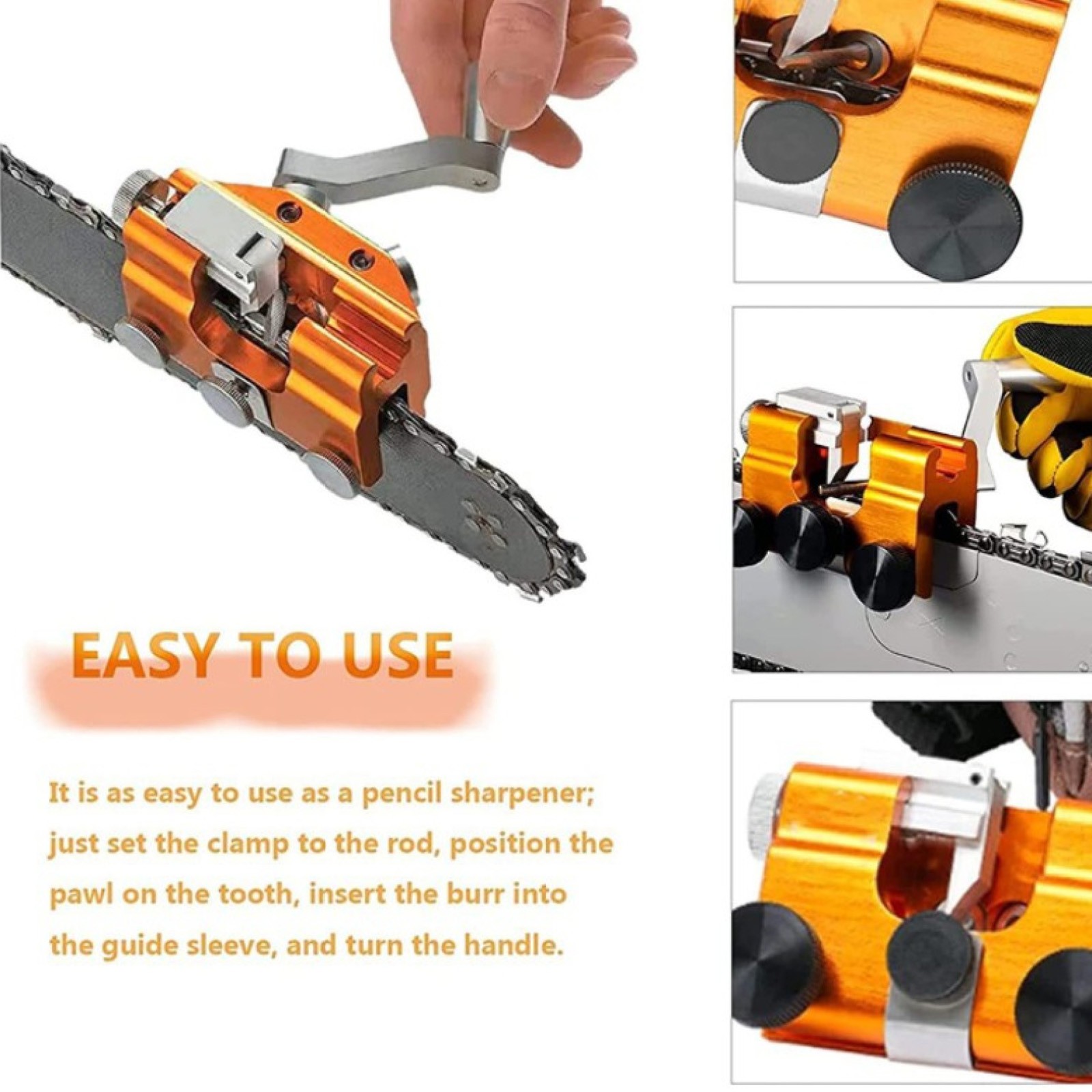 Manual Chainsaw Sharpener Universal Chain Grinding Tools with 2 Grinding Heads B