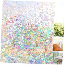  Window Privacy Film, Rainbow Window Film, 3D Decorative 23.6" x 118.1" Clear