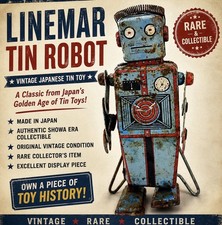 LINEMAR Tin Robot Vintage Battery Operated Toy Japan Showa Retro Collectible
