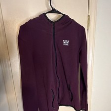 PINK Victoria's Secret PINK Women's M Purple Full Zip Logo Fleece Hoodie Pockets