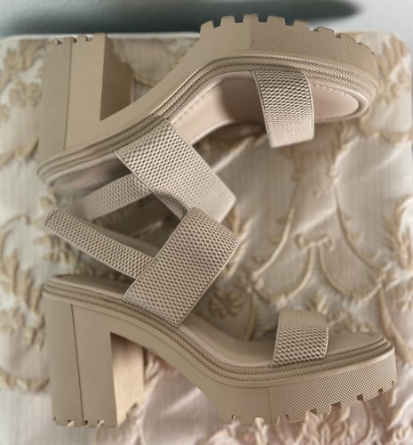 Steve Madden Cool Planet Stem Lug Sole Chunky Platform Crème Women’s 10 Sandals - Picture 6 of 8