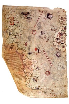 Laminated Piri Reis 1513 Historical World Map Travel World Map with Cities in De