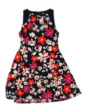 CHAPS Womens Sleeveless A-Line Dress UK 14 Large Navy Blue Floral DC11