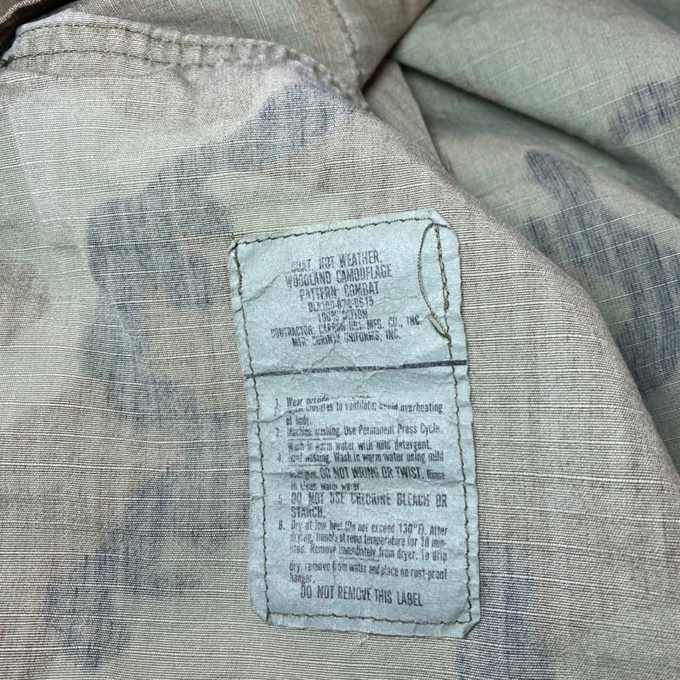 Vintage 1987 US Army Woodland Camo BDU Jacket Ripstop Combat Coat Small Short - Image 3 of 4