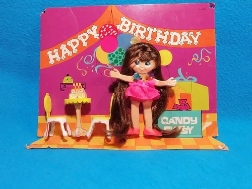 Vintage Ideal  Candy Flatsy Doll  Happy Birthday Party Set
