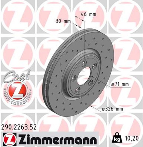 2X Bremsscheibe Sport Z Zimmermann 290.2263.52 FüR Jaguar Type XF XK XJ X200 1 2-image